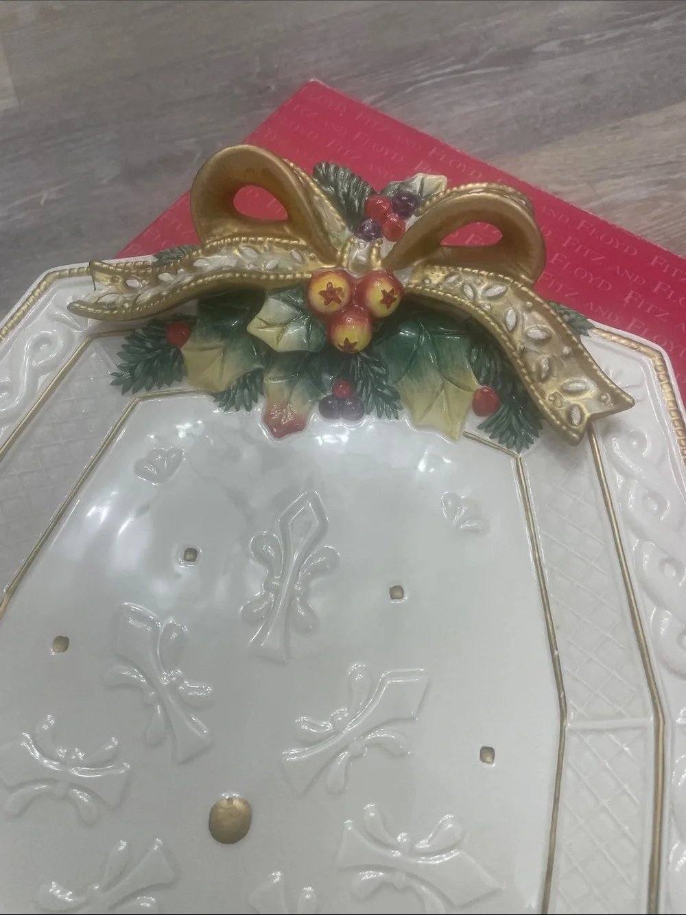 Fitz & Floyd Snowy Woods Oval Serving Platter 1996 Christmas 15x10